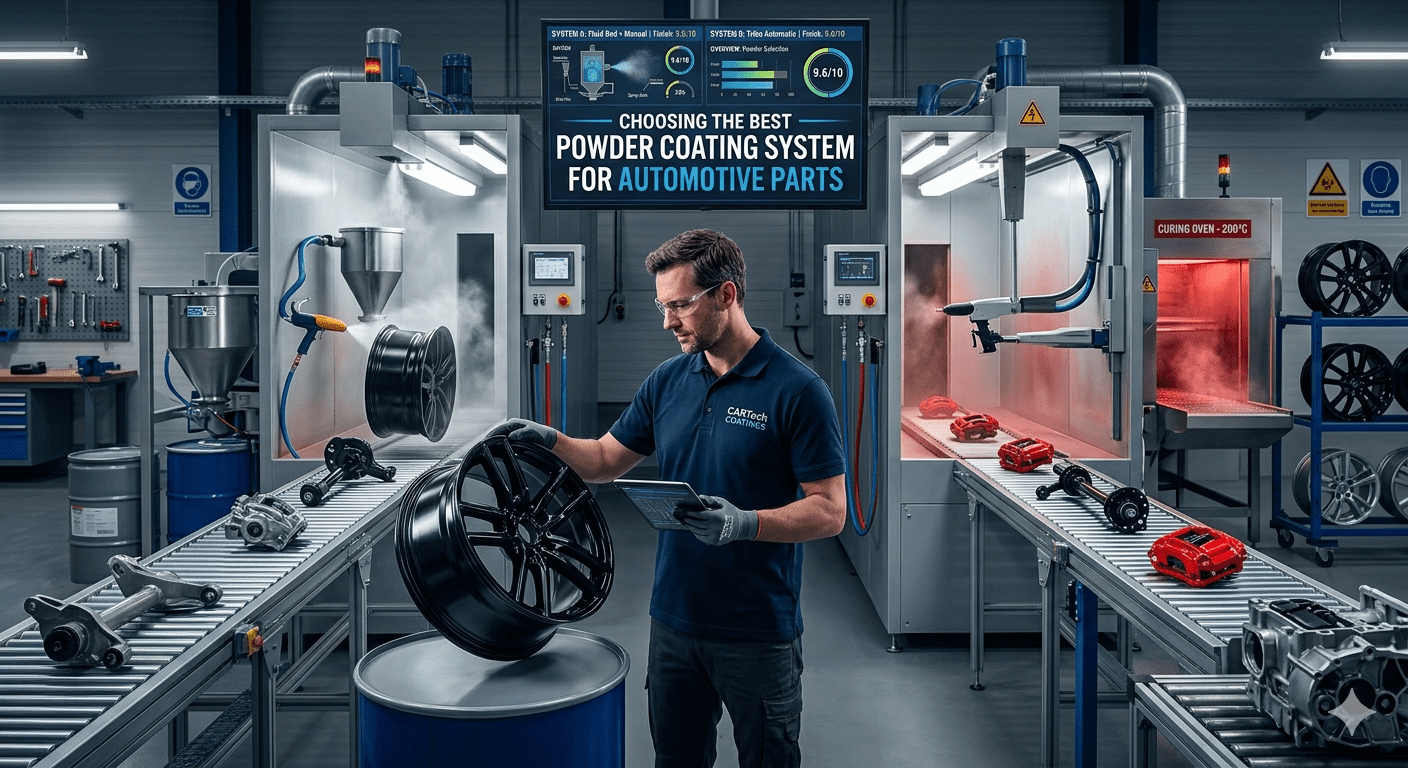 Choosing the Best Powder Coating System for Automotive Parts create a image