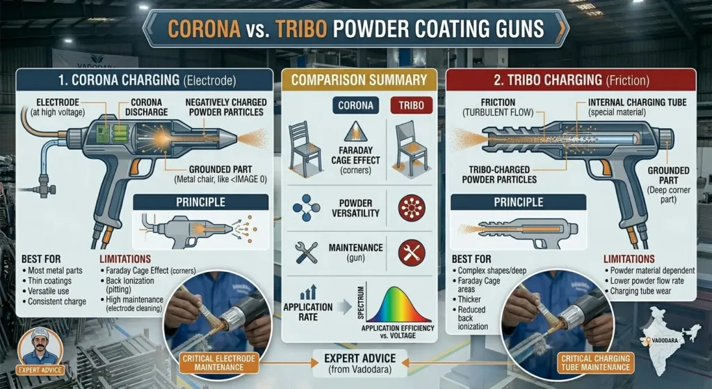 Corona vs Tribo Powder Coating Guns