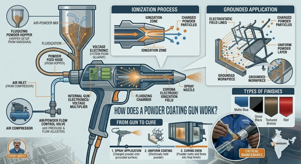 How Does a Powder Coating Gun Work?