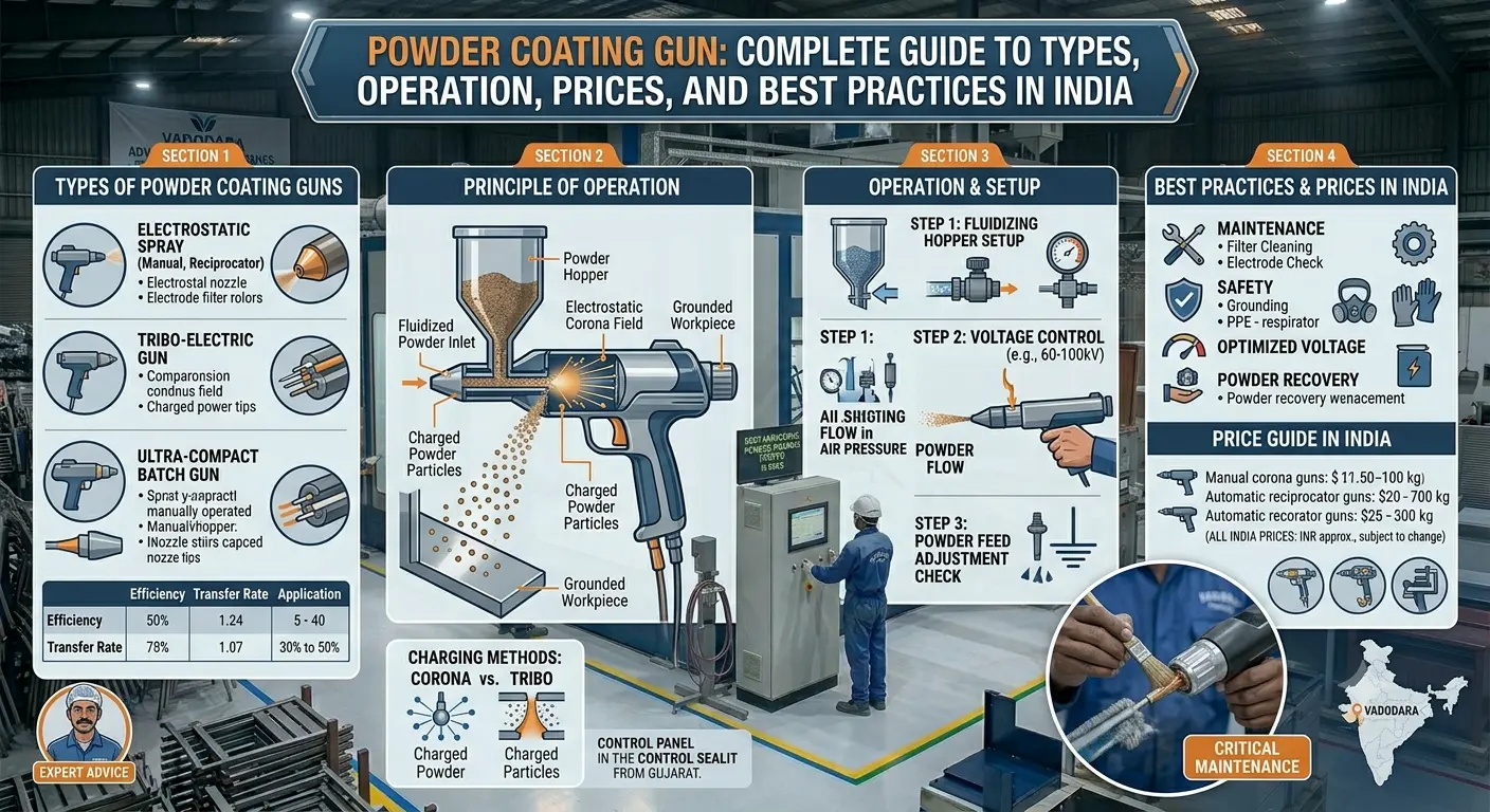 Powder Coating Gun: Complete Guide to Types, Operation, Prices, and Best Practices in India 1 Powder Coating Gun Types, Prices & Buying Guide India 2026