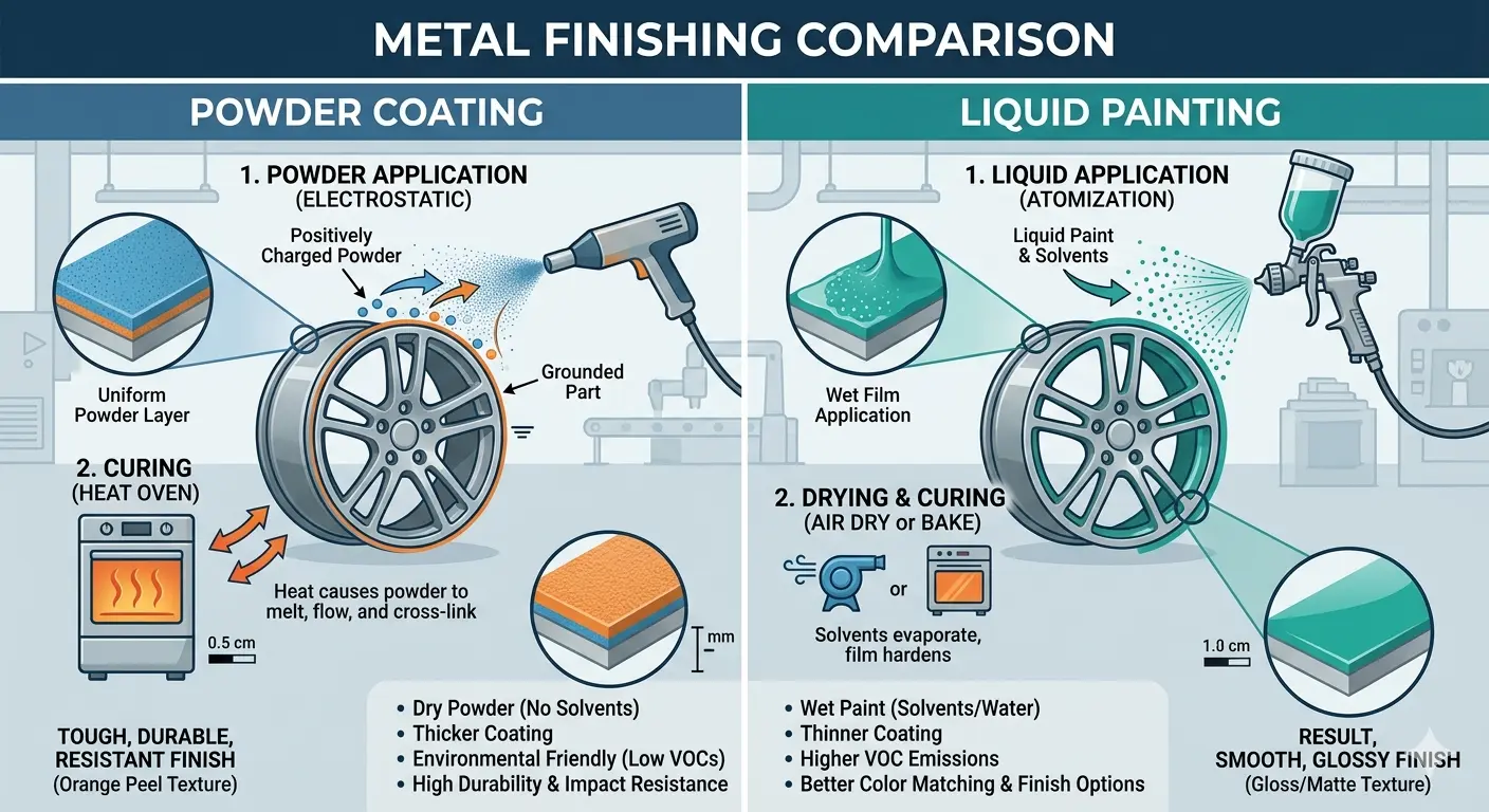 powder coating vs liquid painting