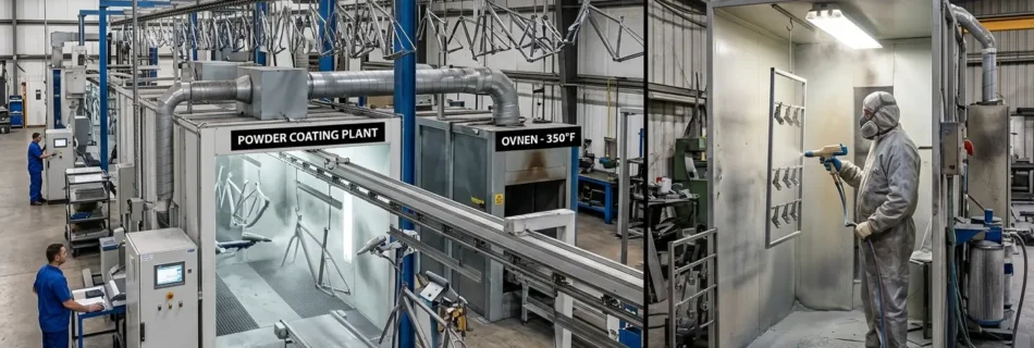 Powder Coating Plant vs Manual Booth