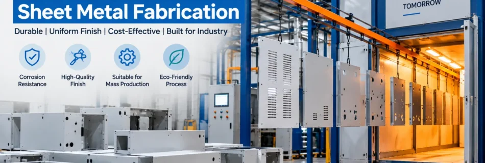 Powder coating plant for sheet metal fabrication