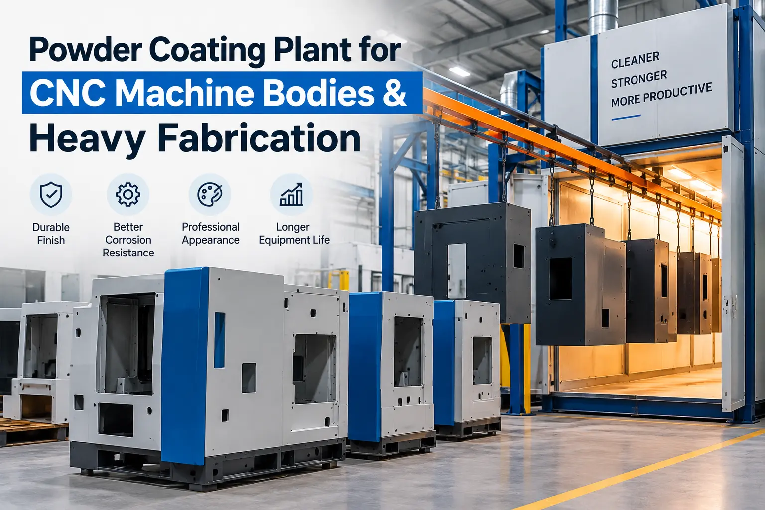 Powder coating plant for CNC machine bodies & heavy fabrication 2 powder coating for CNC Machine Bodies & Heavy Fabrication